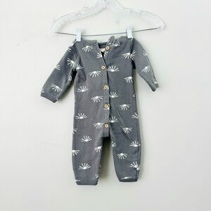 Grayson collection Half Moon Hooded gray Fleece Romper Baby Infant 6-9m